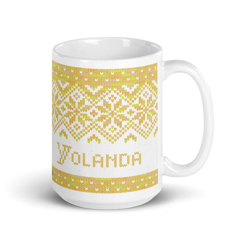 Snowflake Knitting Mug, Handpainted Yarn Mug, coffee and knitting mug, Yarn lover gift, knitter gift, knitter gift, knit gift, yarngift
